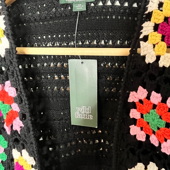 Wild Fable Crochet Granny Square Cardigan Sweater Multi Color Sz Xs - Picture 7 of 9